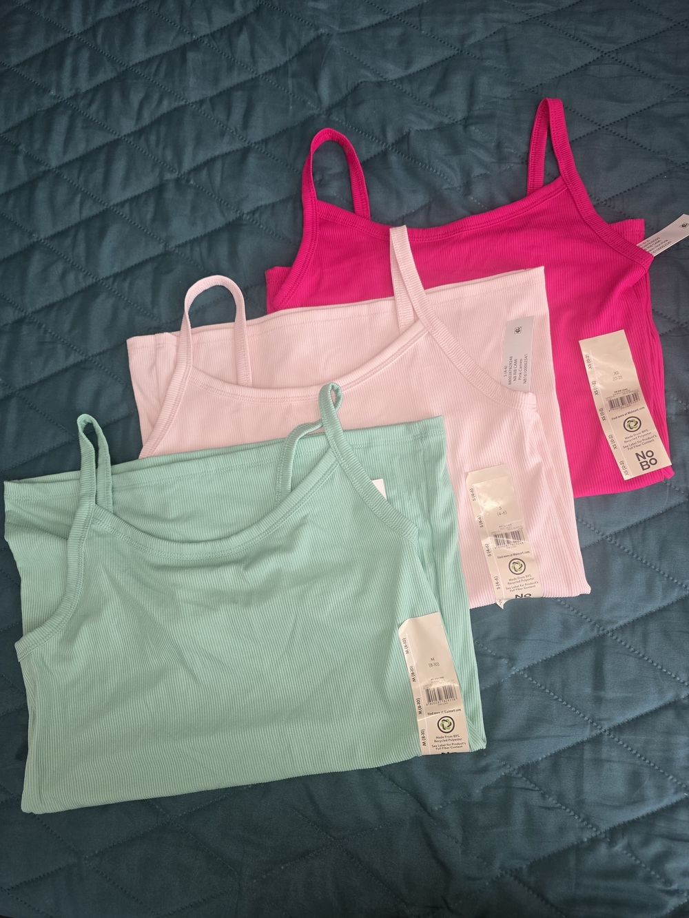 No Boundaries Women's Ribbed Tank Top - Mint, Light Pink, Hot Pink SIZE XS,S,M